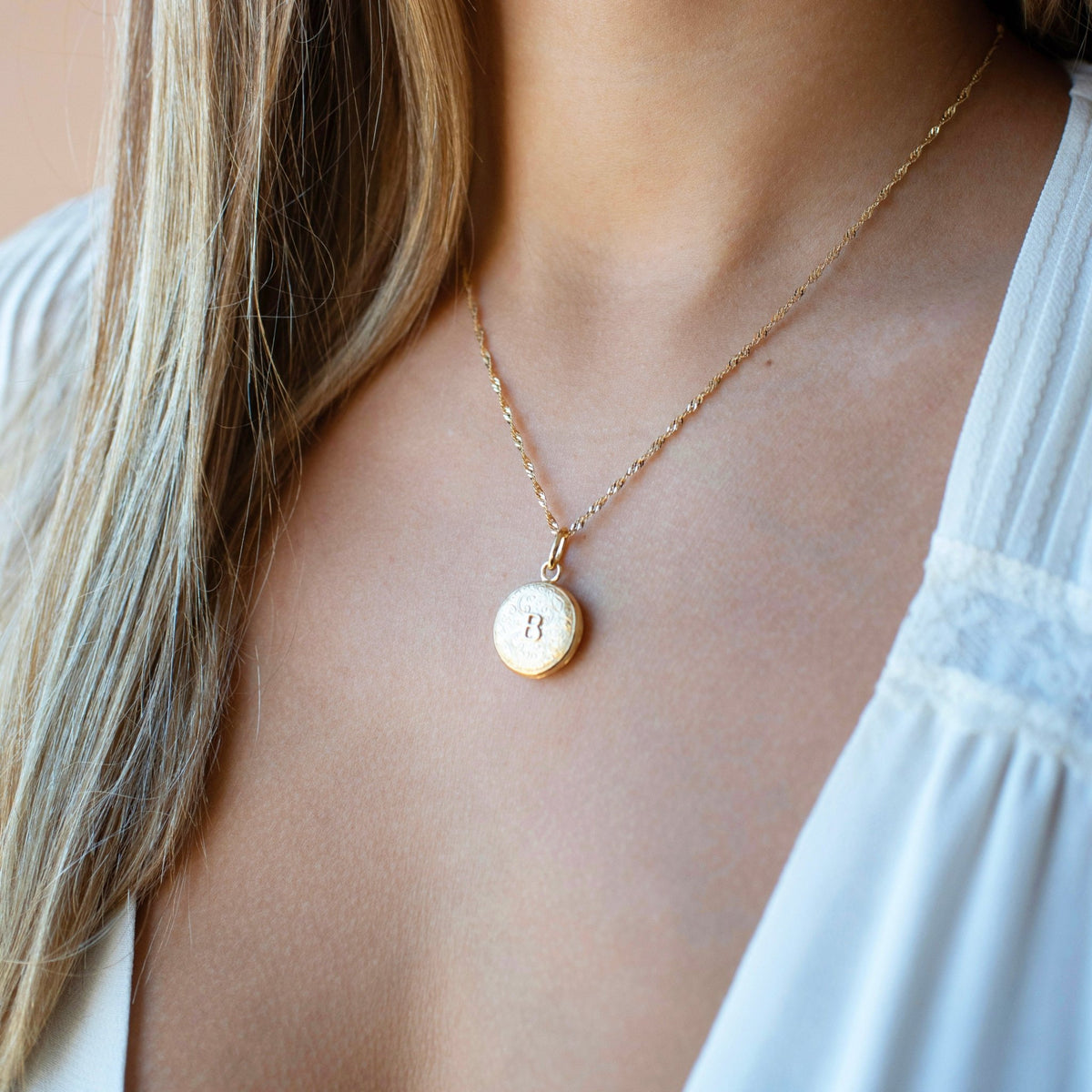 Fraiche Vintage Monogram Locket - B - SO PRETTY CARA COTTER