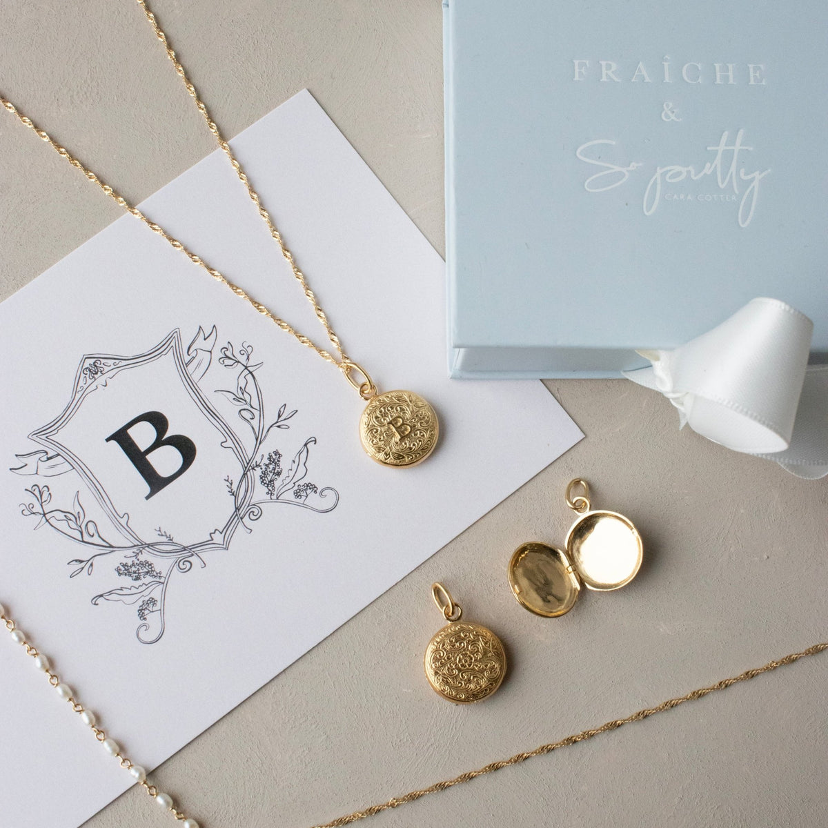 Fraiche Vintage Monogram Locket - B - SO PRETTY CARA COTTER