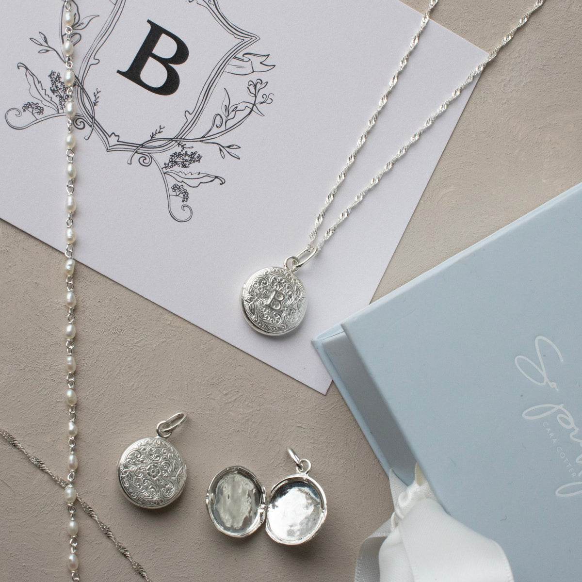 Fraiche Vintage Monogram Locket - B - SO PRETTY CARA COTTER