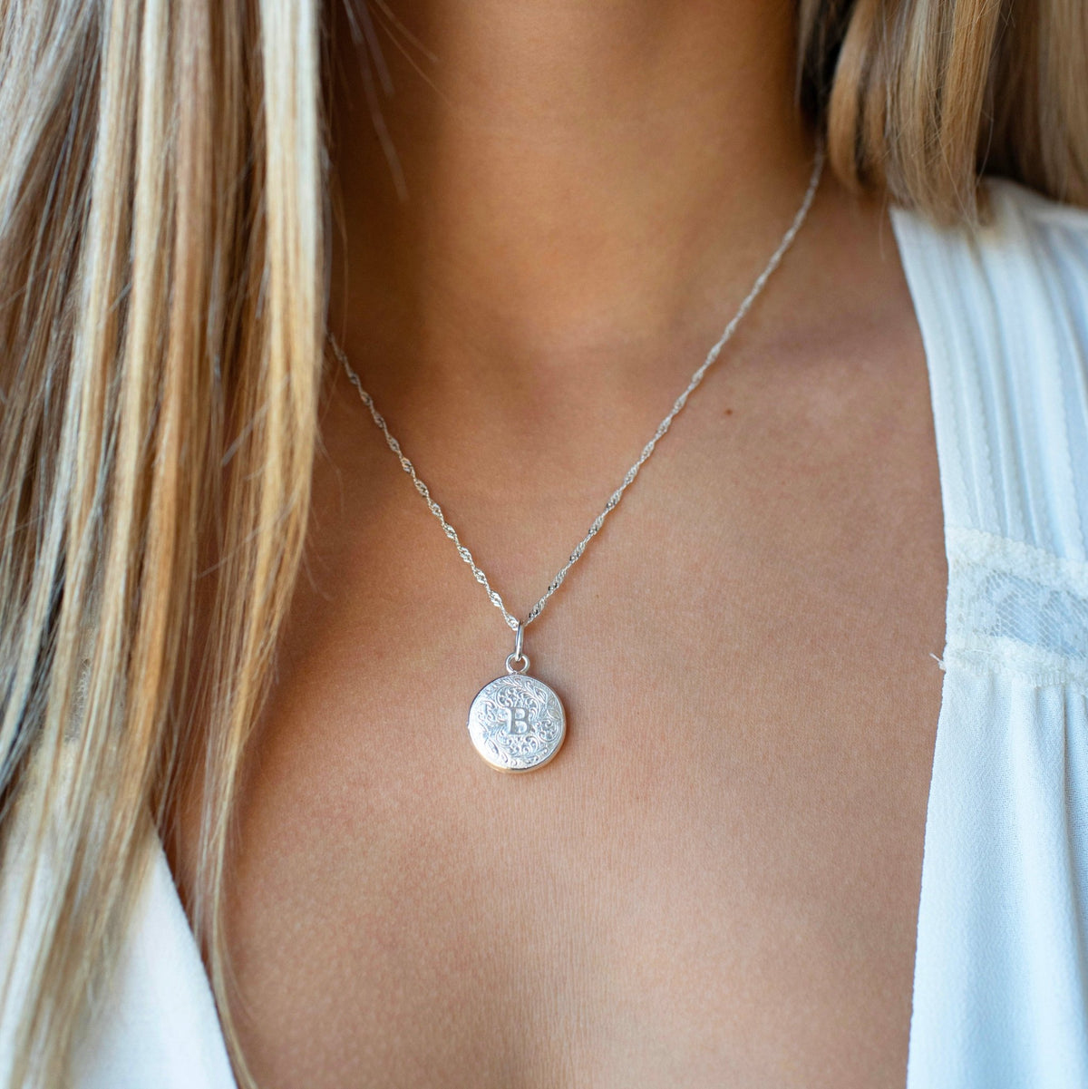 Fraiche Vintage Monogram Locket - B - SO PRETTY CARA COTTER