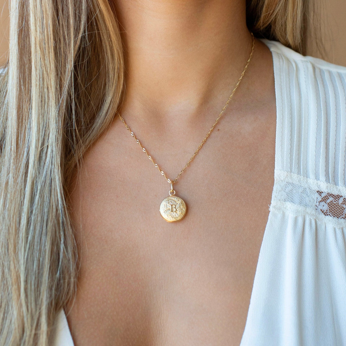 Fraiche Vintage Monogram Locket - B - SO PRETTY CARA COTTER