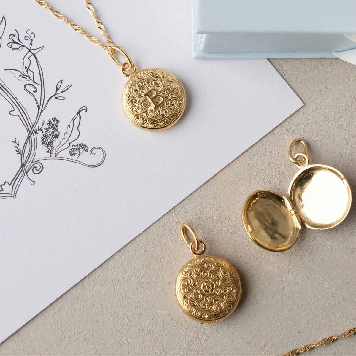 Fraiche Vintage Monogram Locket - B - SO PRETTY CARA COTTER