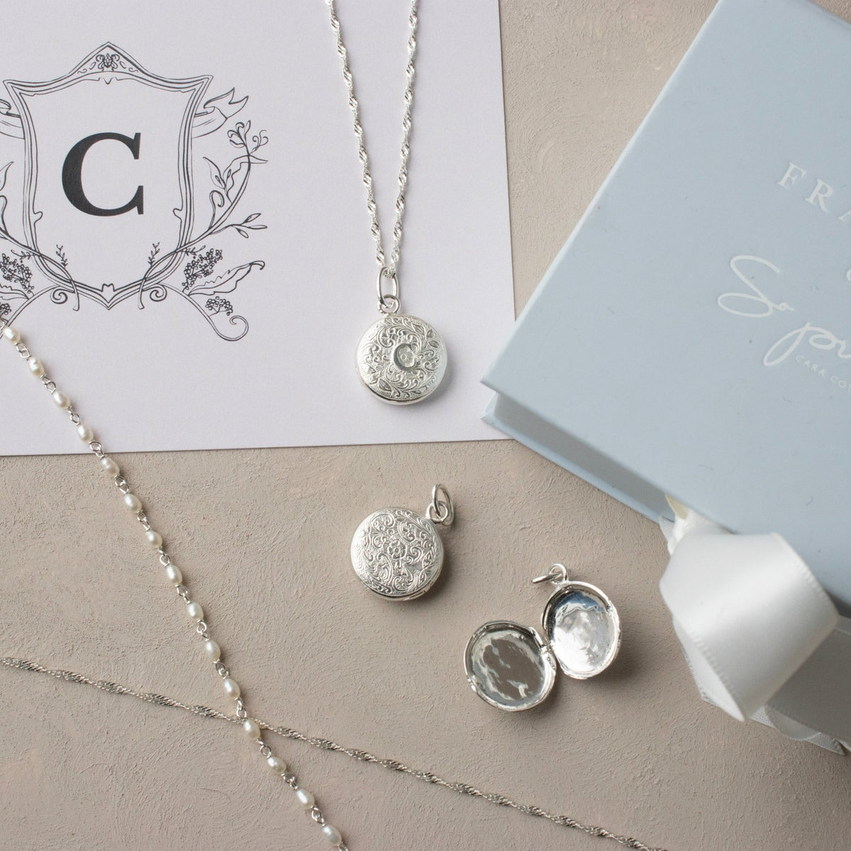 Fraiche Vintage Monogram Locket - C - SO PRETTY CARA COTTER