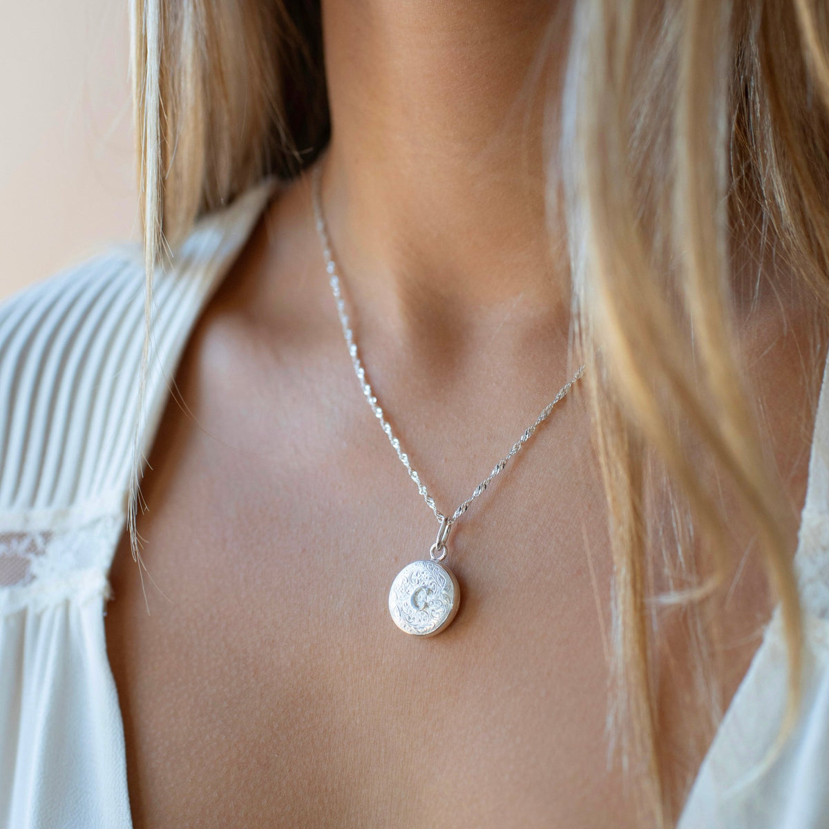 Fraiche Vintage Monogram Locket - C - SO PRETTY CARA COTTER