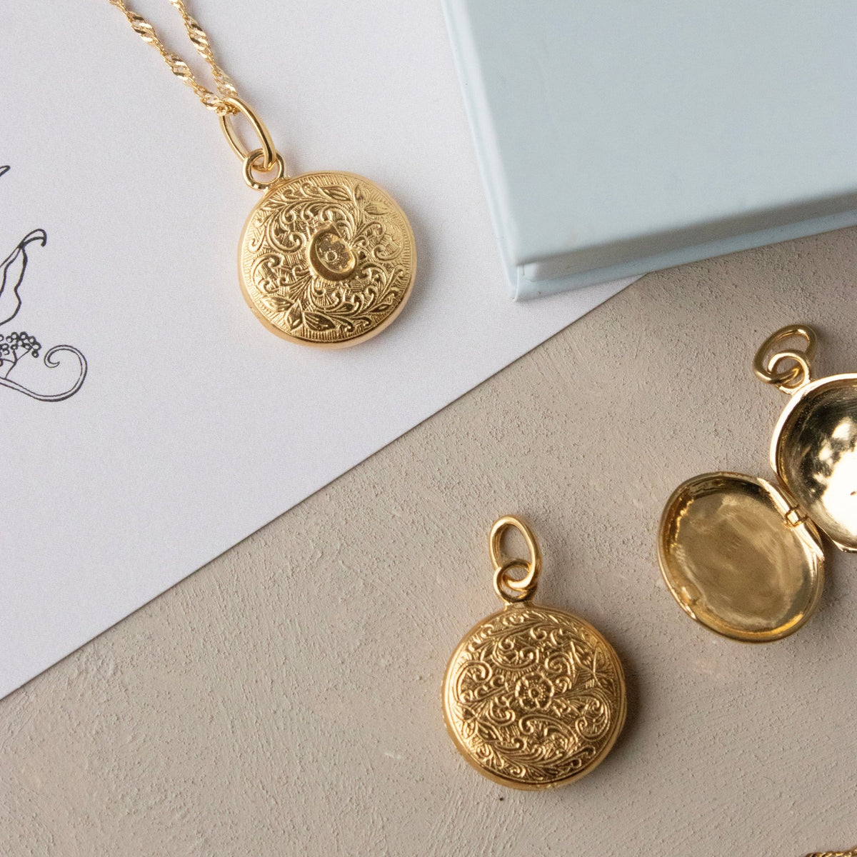 Fraiche Vintage Monogram Locket - C - SO PRETTY CARA COTTER