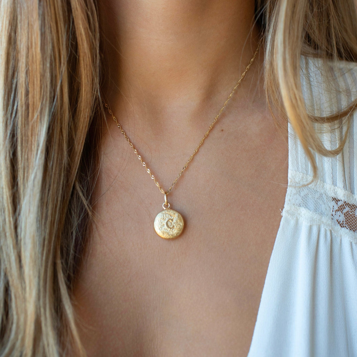 Fraiche Vintage Monogram Locket - C - SO PRETTY CARA COTTER