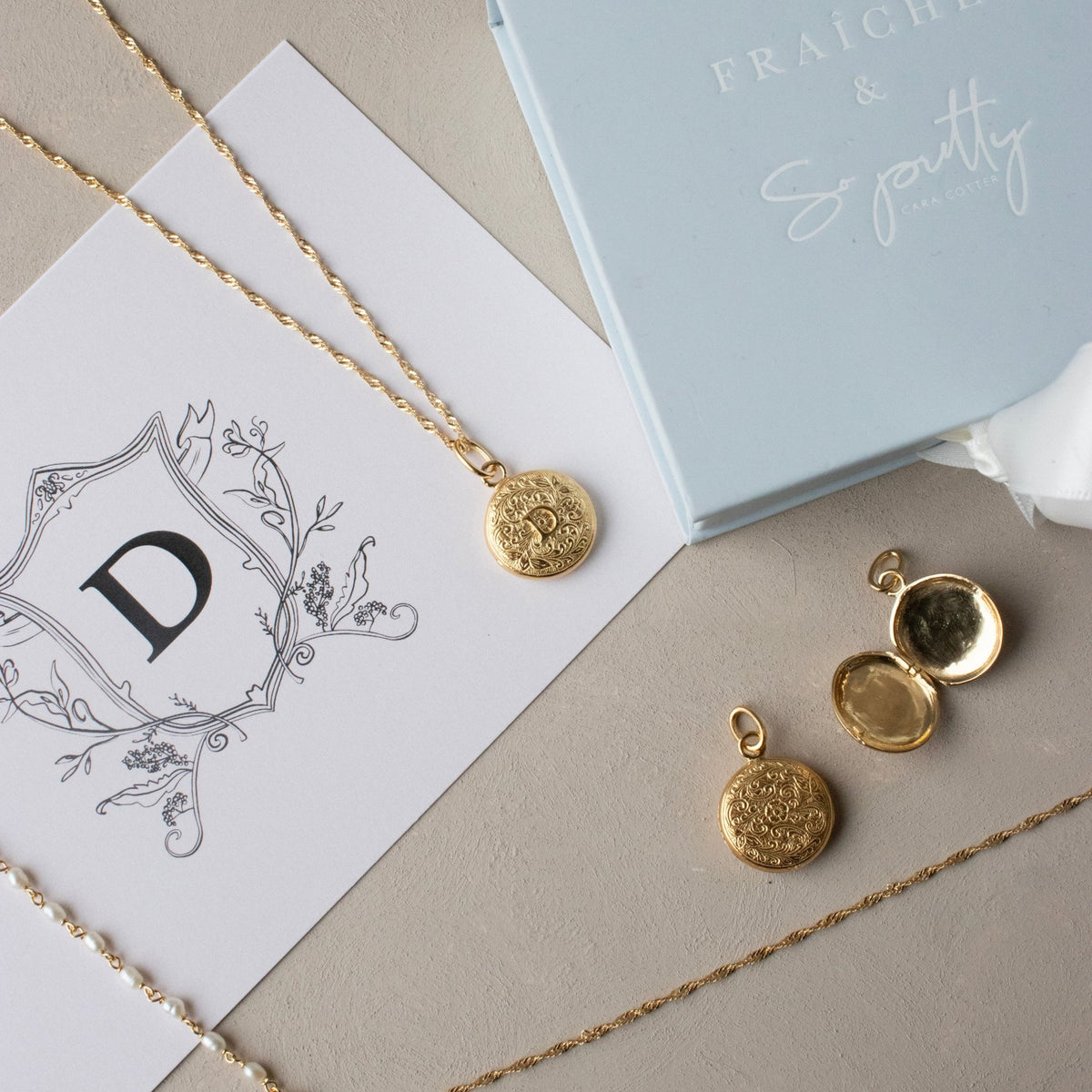 Fraiche Vintage Monogram Locket - D - SO PRETTY CARA COTTER