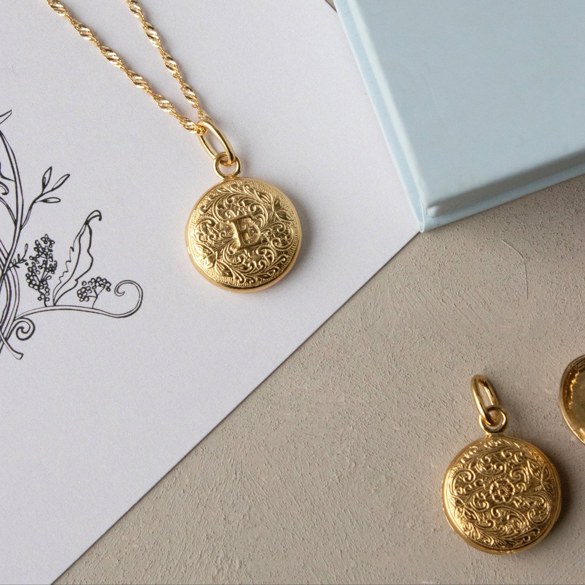 Fraiche Vintage Monogram Locket - E - SO PRETTY CARA COTTER