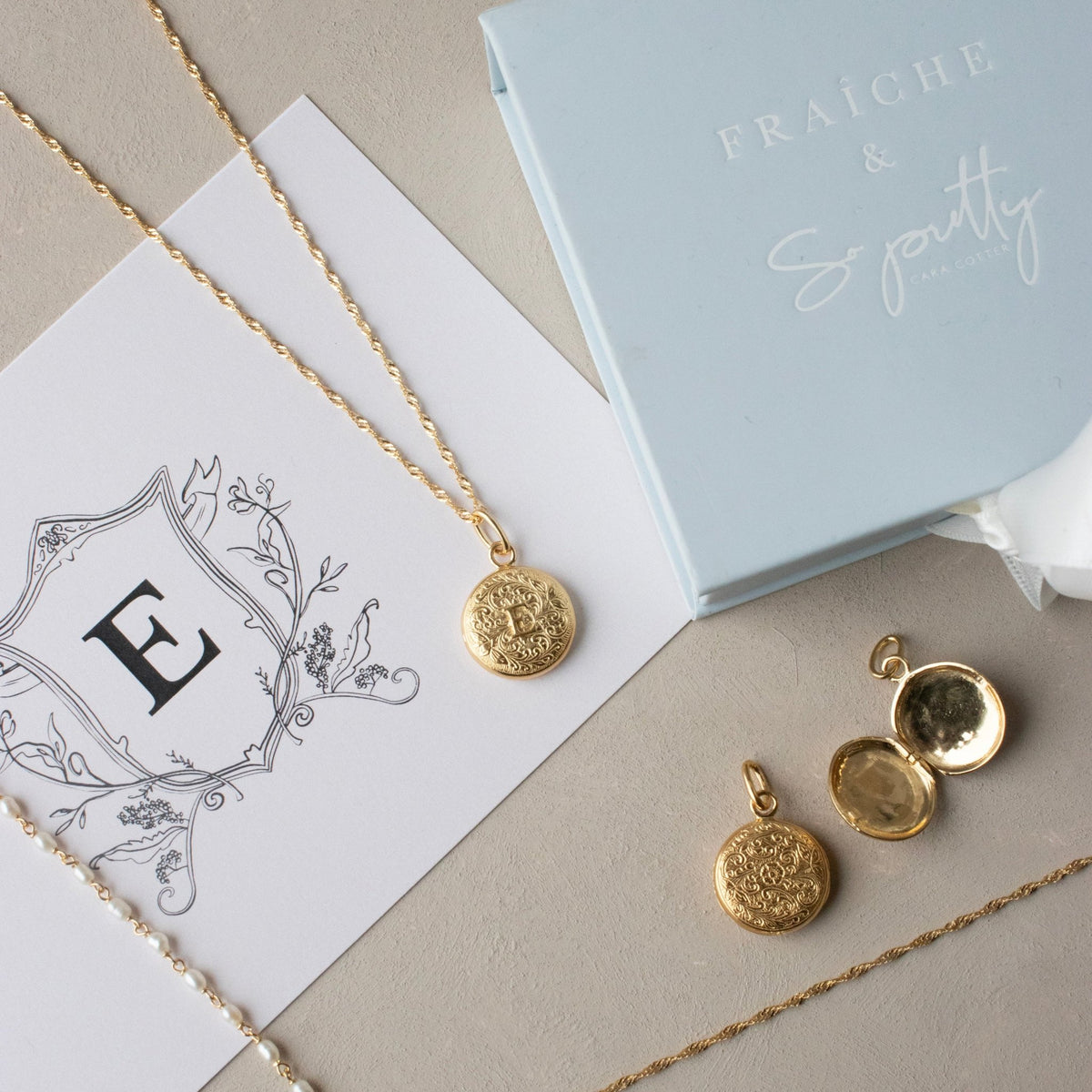 Fraiche Vintage Monogram Locket - E - SO PRETTY CARA COTTER