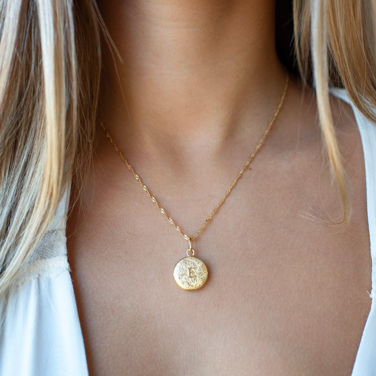 Fraiche Vintage Monogram Locket - E - SO PRETTY CARA COTTER