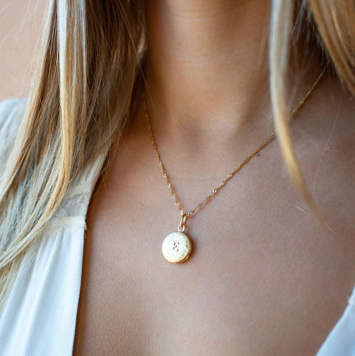 Fraiche Vintage Monogram Locket - E - SO PRETTY CARA COTTER