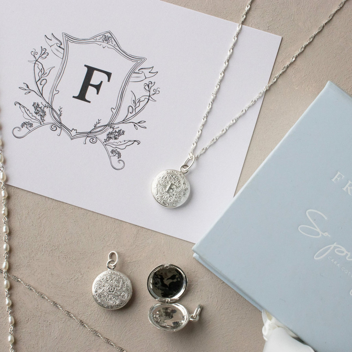 Fraiche Vintage Monogram Locket - F - SO PRETTY CARA COTTER