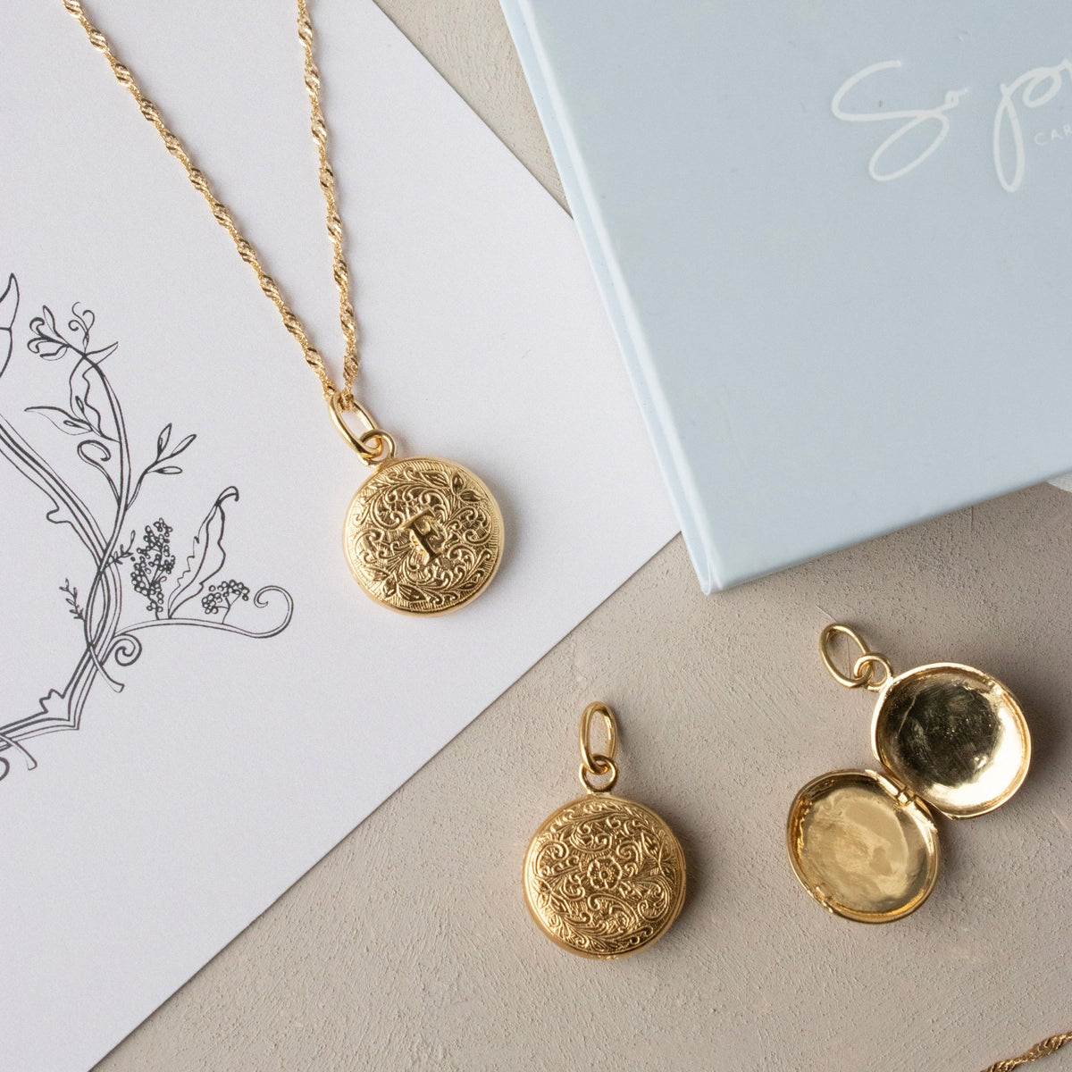 Fraiche Vintage Monogram Locket - F - SO PRETTY CARA COTTER