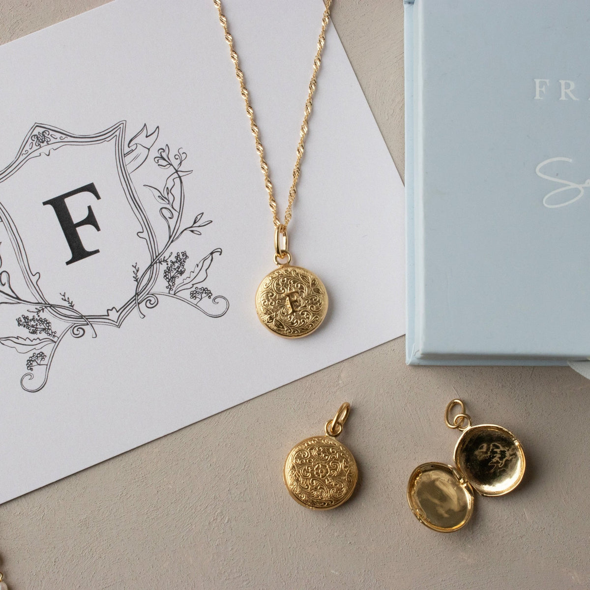 Fraiche Vintage Monogram Locket - F - SO PRETTY CARA COTTER