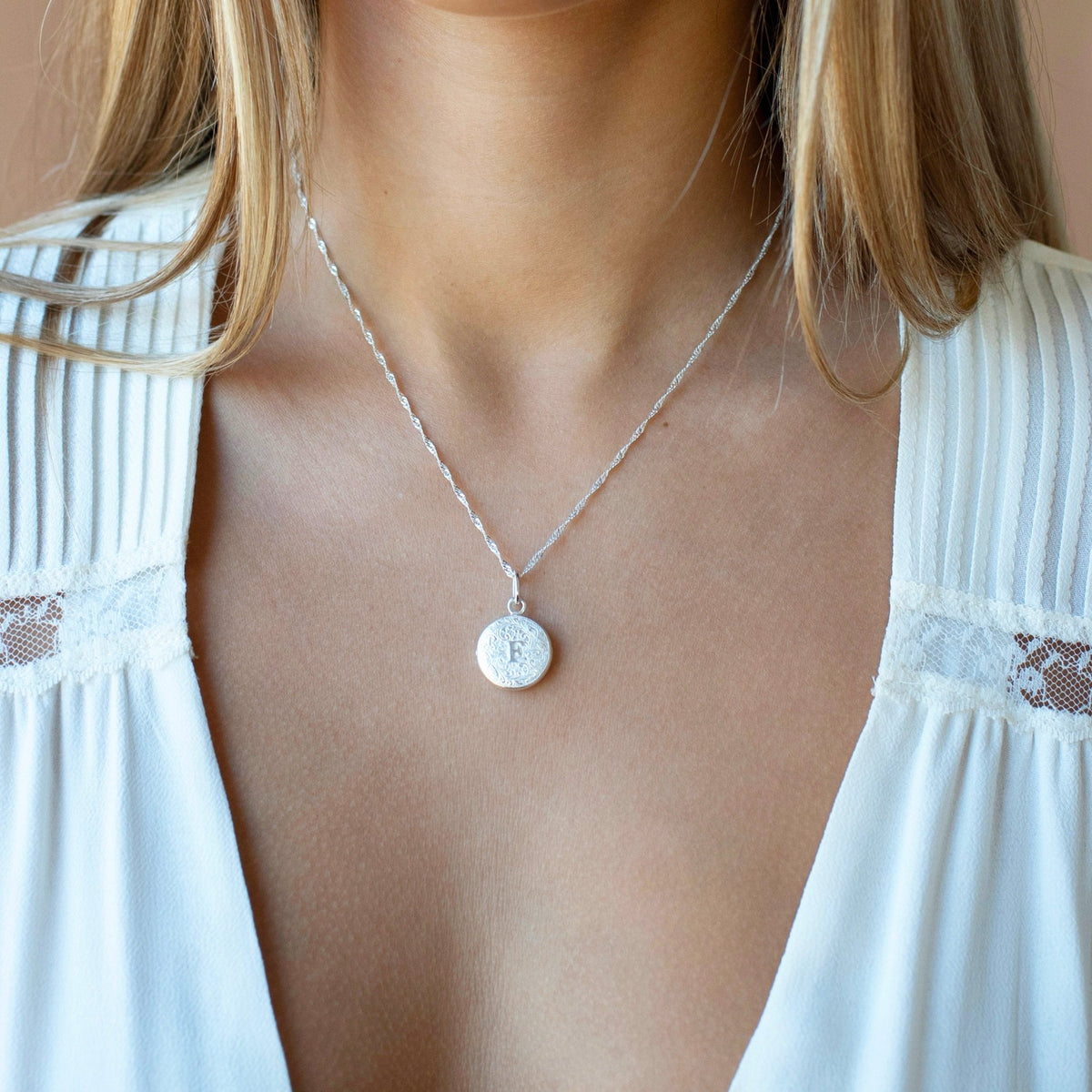 Fraiche Vintage Monogram Locket - F - SO PRETTY CARA COTTER