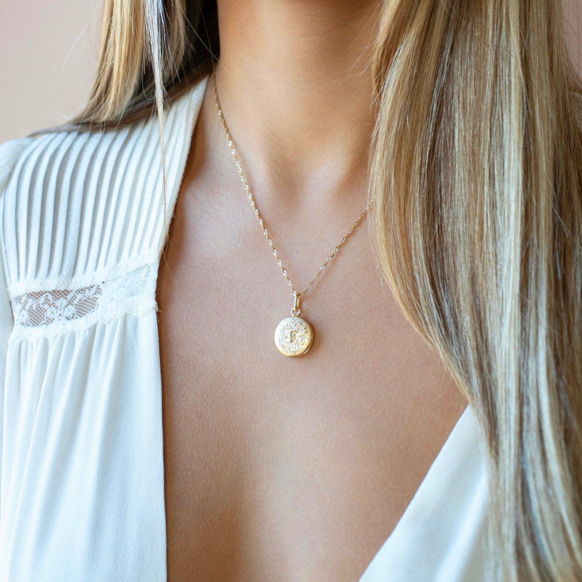 Fraiche Vintage Monogram Locket - F - SO PRETTY CARA COTTER