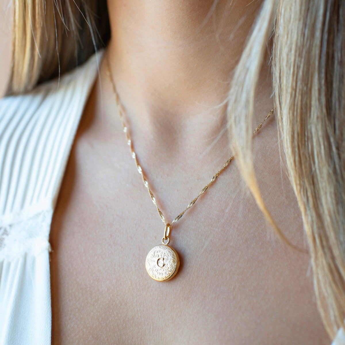 Fraiche Vintage Monogram Locket - G - SO PRETTY CARA COTTER