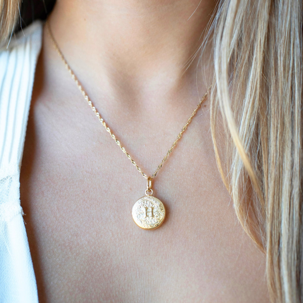 Fraiche Vintage Monogram Locket - H - SO PRETTY CARA COTTER