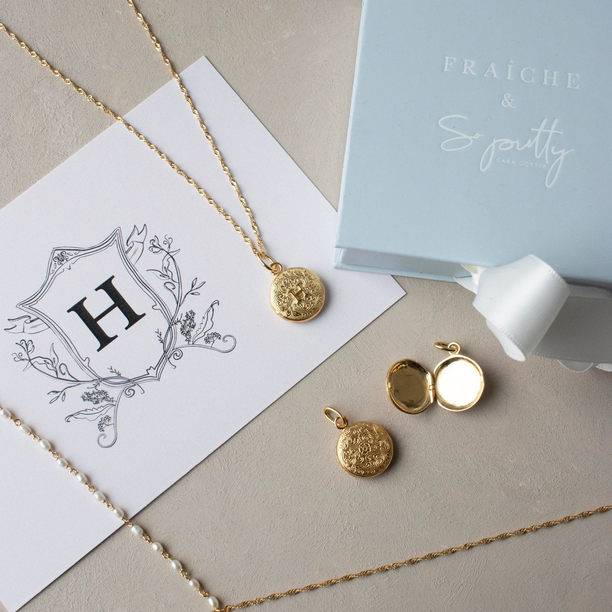 Fraiche Vintage Monogram Locket - H - SO PRETTY CARA COTTER