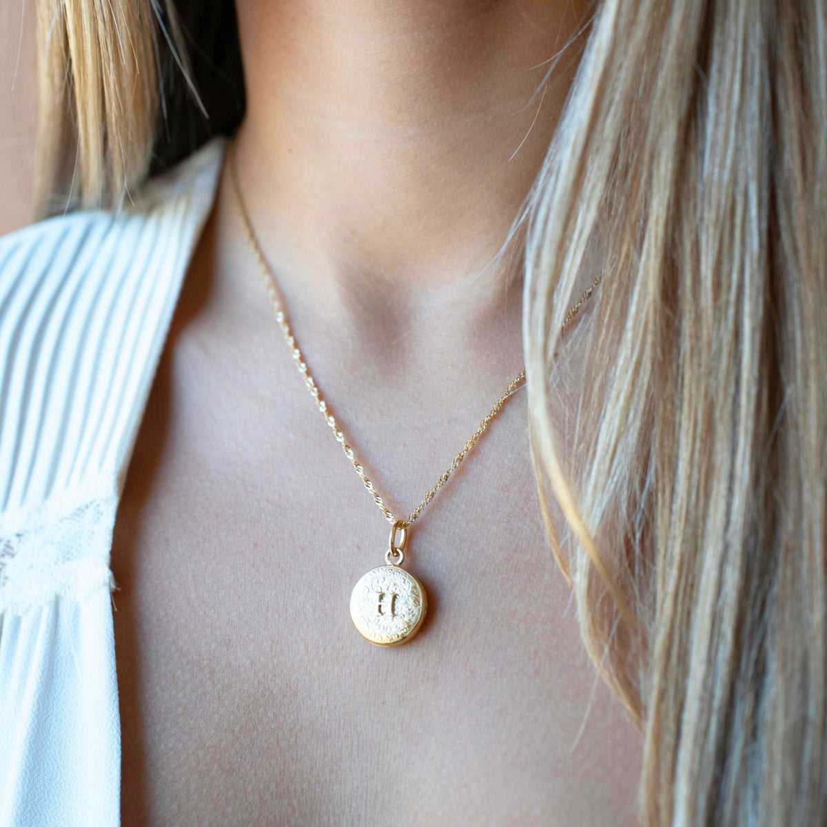 Fraiche Vintage Monogram Locket - H - SO PRETTY CARA COTTER