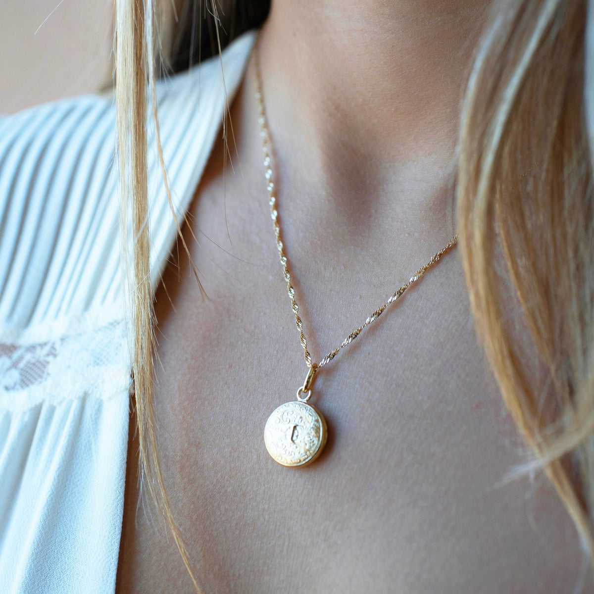 Fraiche Vintage Monogram Locket - I - SO PRETTY CARA COTTER