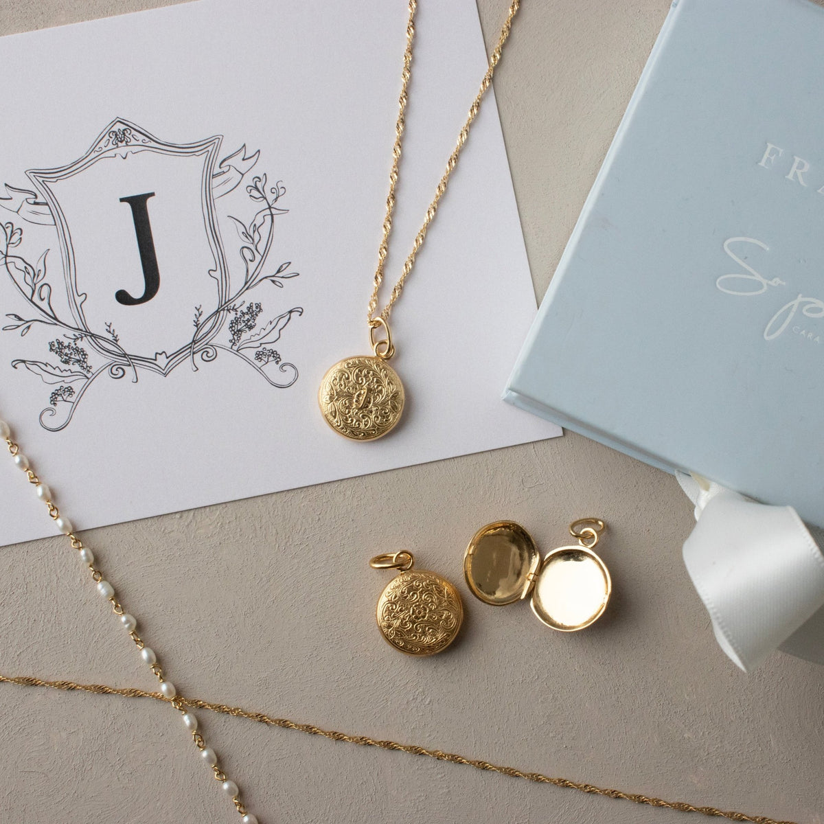 Fraiche Vintage Monogram Locket - J - SO PRETTY CARA COTTER