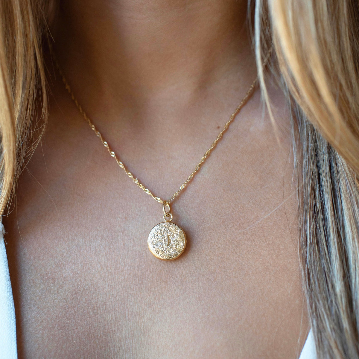 Fraiche Vintage Monogram Locket - J - SO PRETTY CARA COTTER