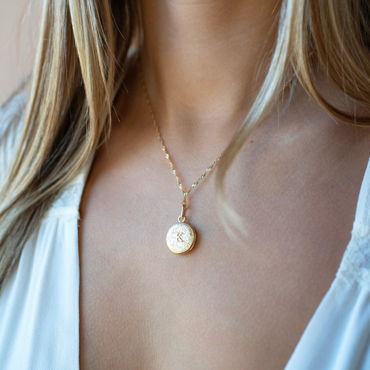 Fraiche Vintage Monogram Locket - K - SO PRETTY CARA COTTER