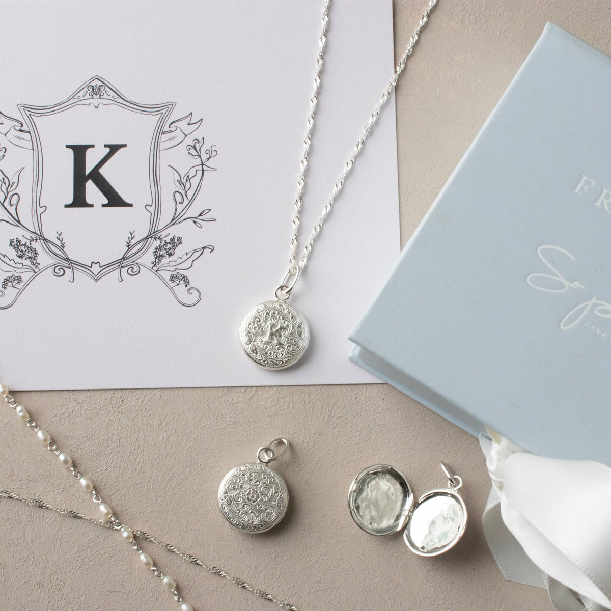 Fraiche Vintage Monogram Locket - K - SO PRETTY CARA COTTER