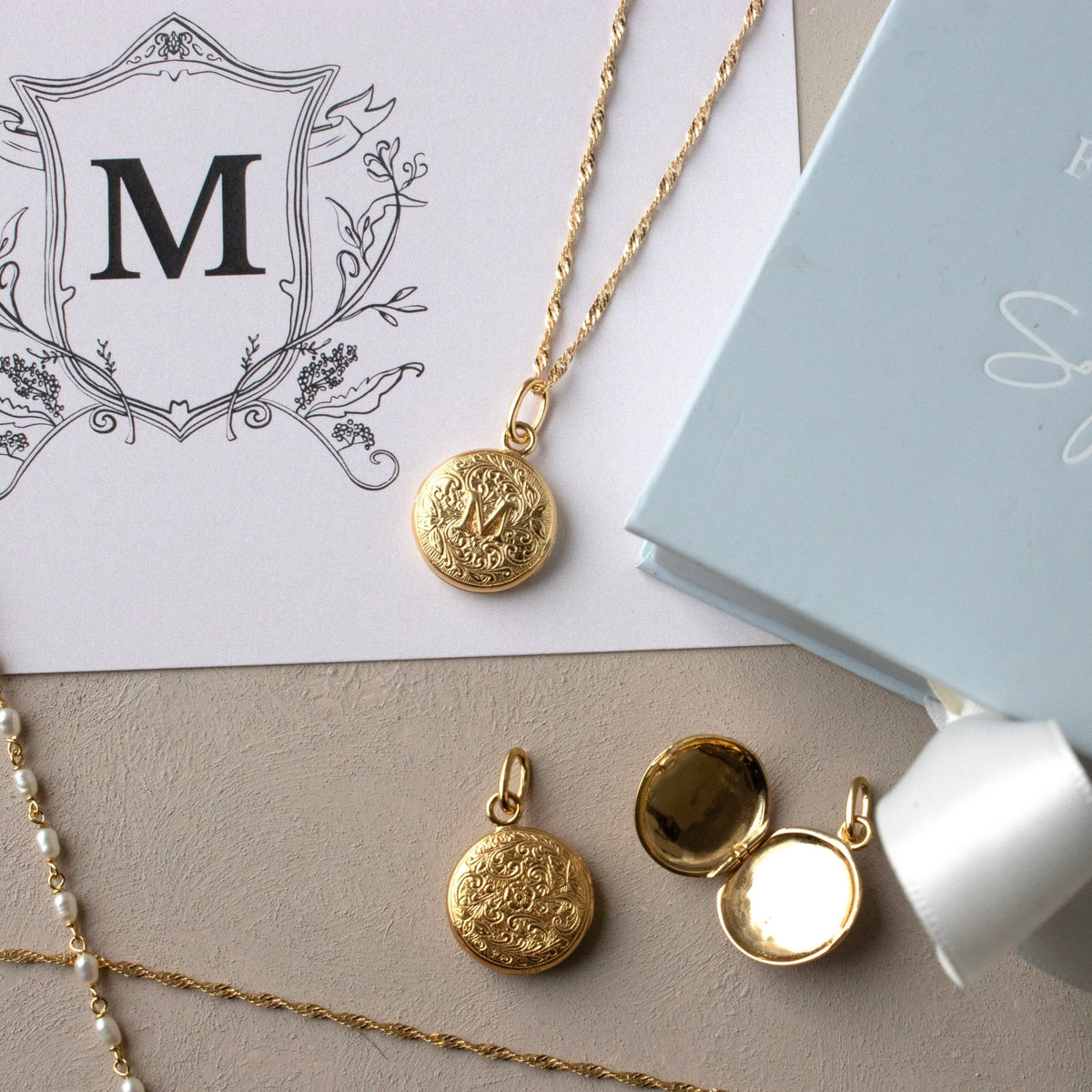 Fraiche Vintage Monogram Locket - M - SO PRETTY CARA COTTER