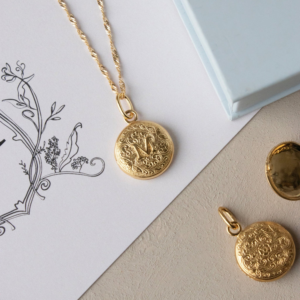 Fraiche Vintage Monogram Locket - M - SO PRETTY CARA COTTER