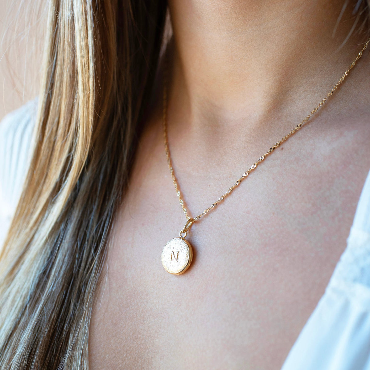 Fraiche Vintage Monogram Locket - N - SO PRETTY CARA COTTER