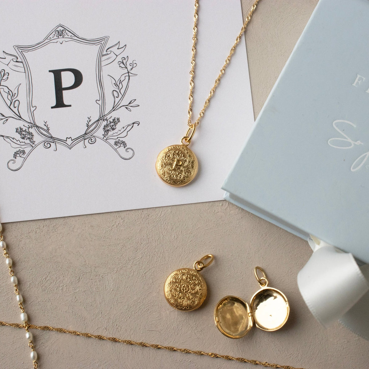 Fraiche Vintage Monogram Locket - P - SO PRETTY CARA COTTER