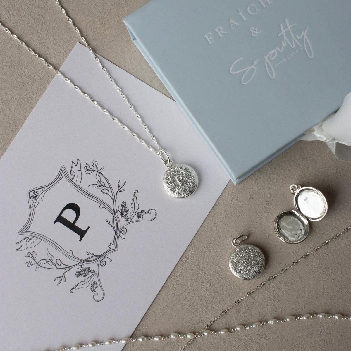 Fraiche Vintage Monogram Locket - P - SO PRETTY CARA COTTER