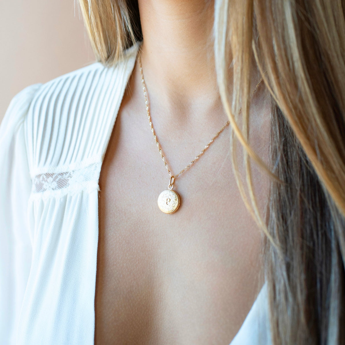 Fraiche Vintage Monogram Locket - P - SO PRETTY CARA COTTER