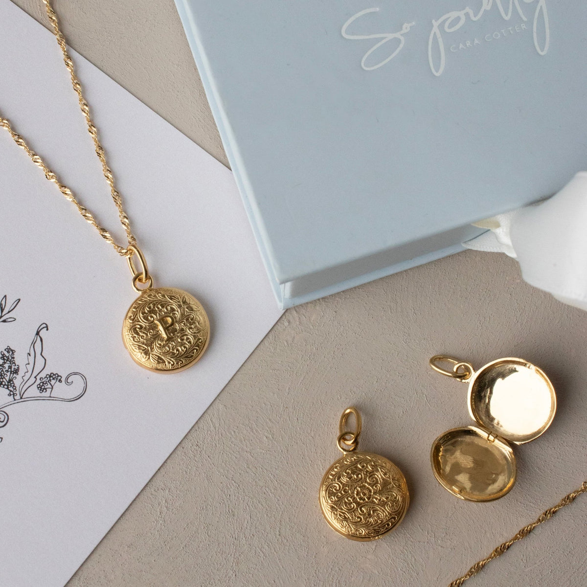 Fraiche Vintage Monogram Locket - P - SO PRETTY CARA COTTER