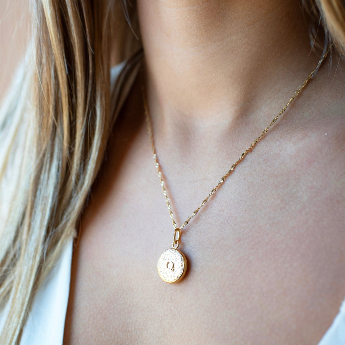 Fraiche Vintage Monogram Locket - Q - SO PRETTY CARA COTTER