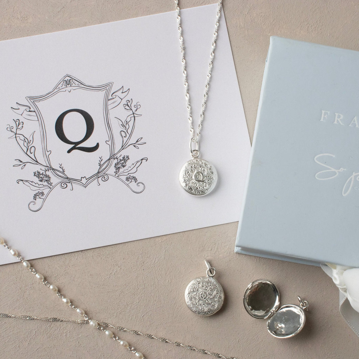 Fraiche Vintage Monogram Locket - Q - SO PRETTY CARA COTTER