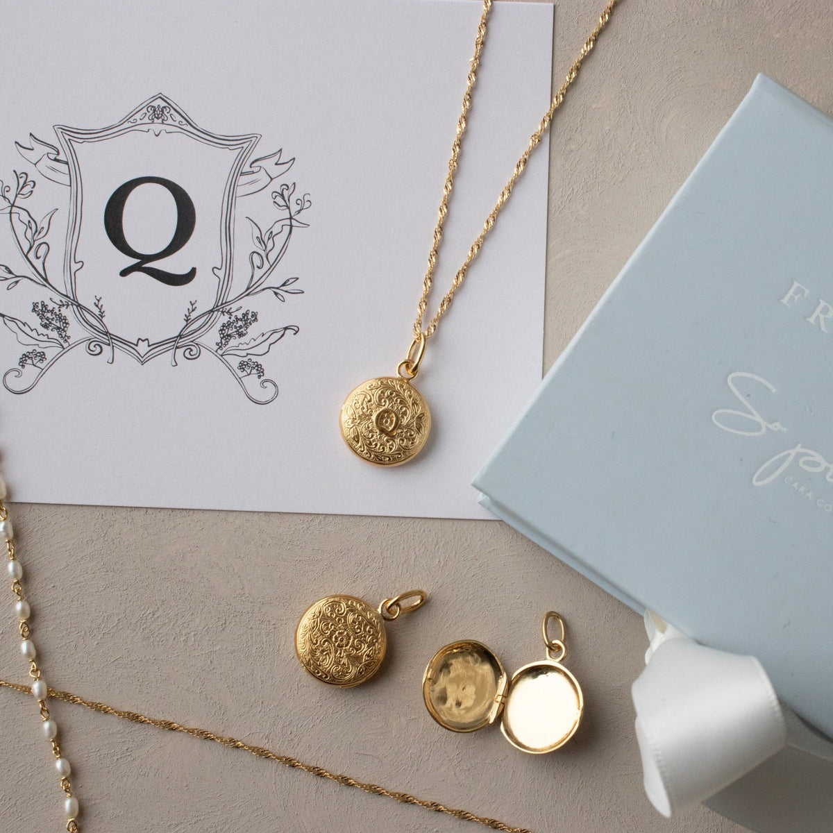 Fraiche Vintage Monogram Locket - Q - SO PRETTY CARA COTTER