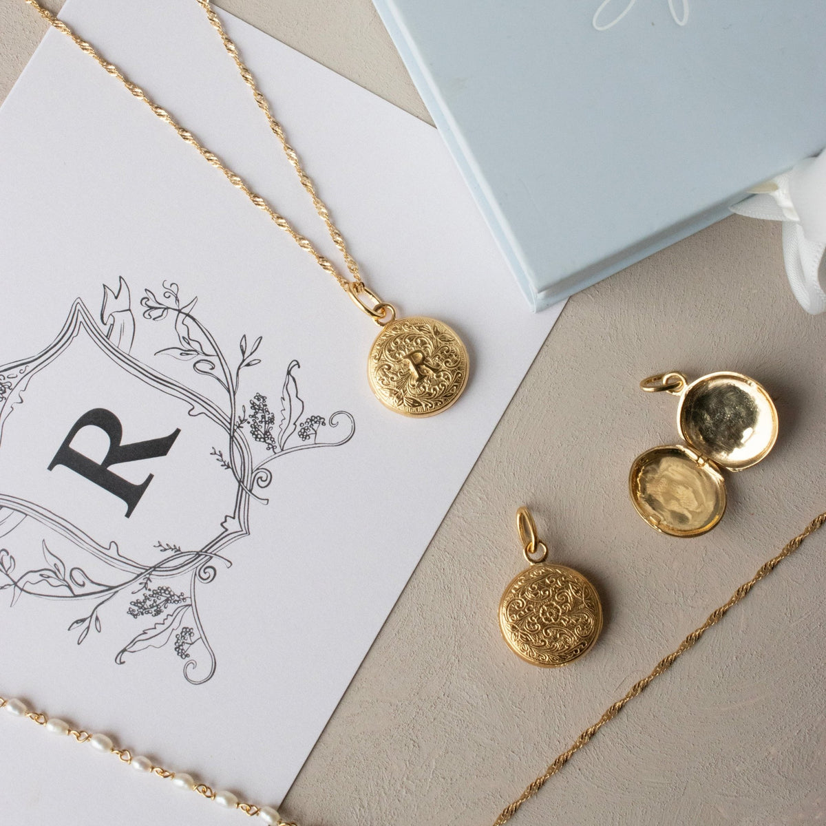 Fraiche Vintage Monogram Locket - R - SO PRETTY CARA COTTER