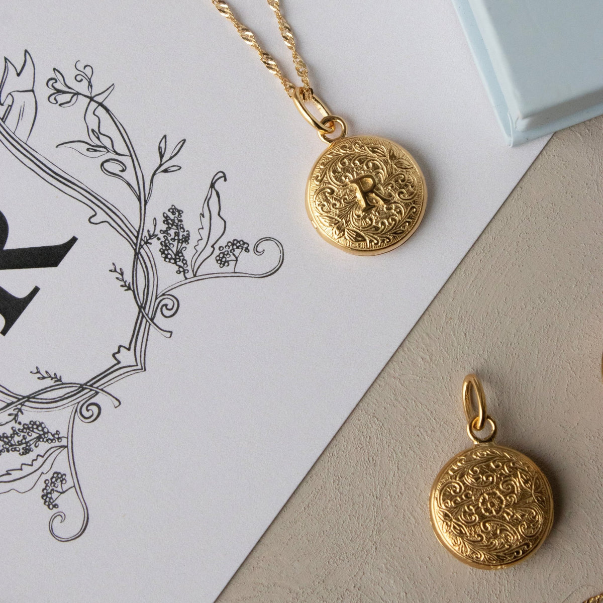 Fraiche Vintage Monogram Locket - R - SO PRETTY CARA COTTER