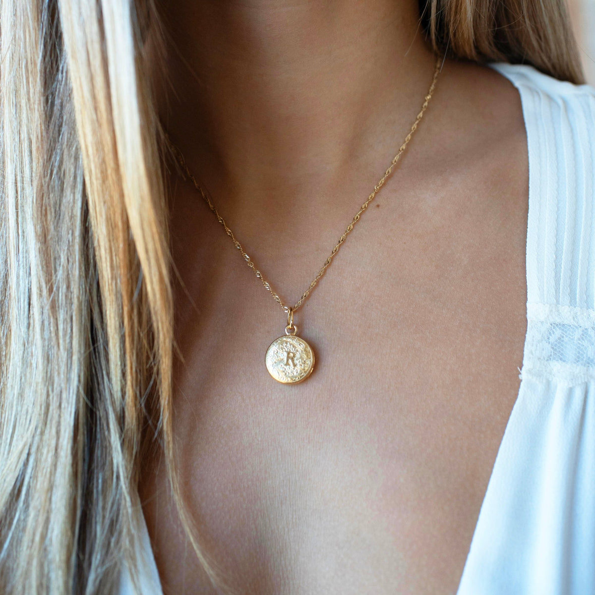 Fraiche Vintage Monogram Locket - R - SO PRETTY CARA COTTER