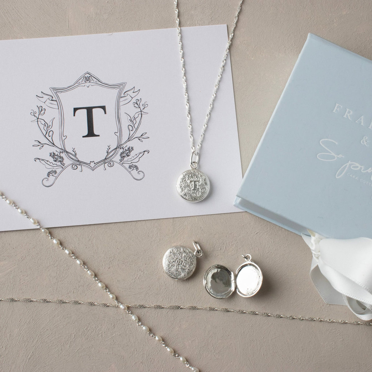 Fraiche Vintage Monogram Locket - T - SO PRETTY CARA COTTER