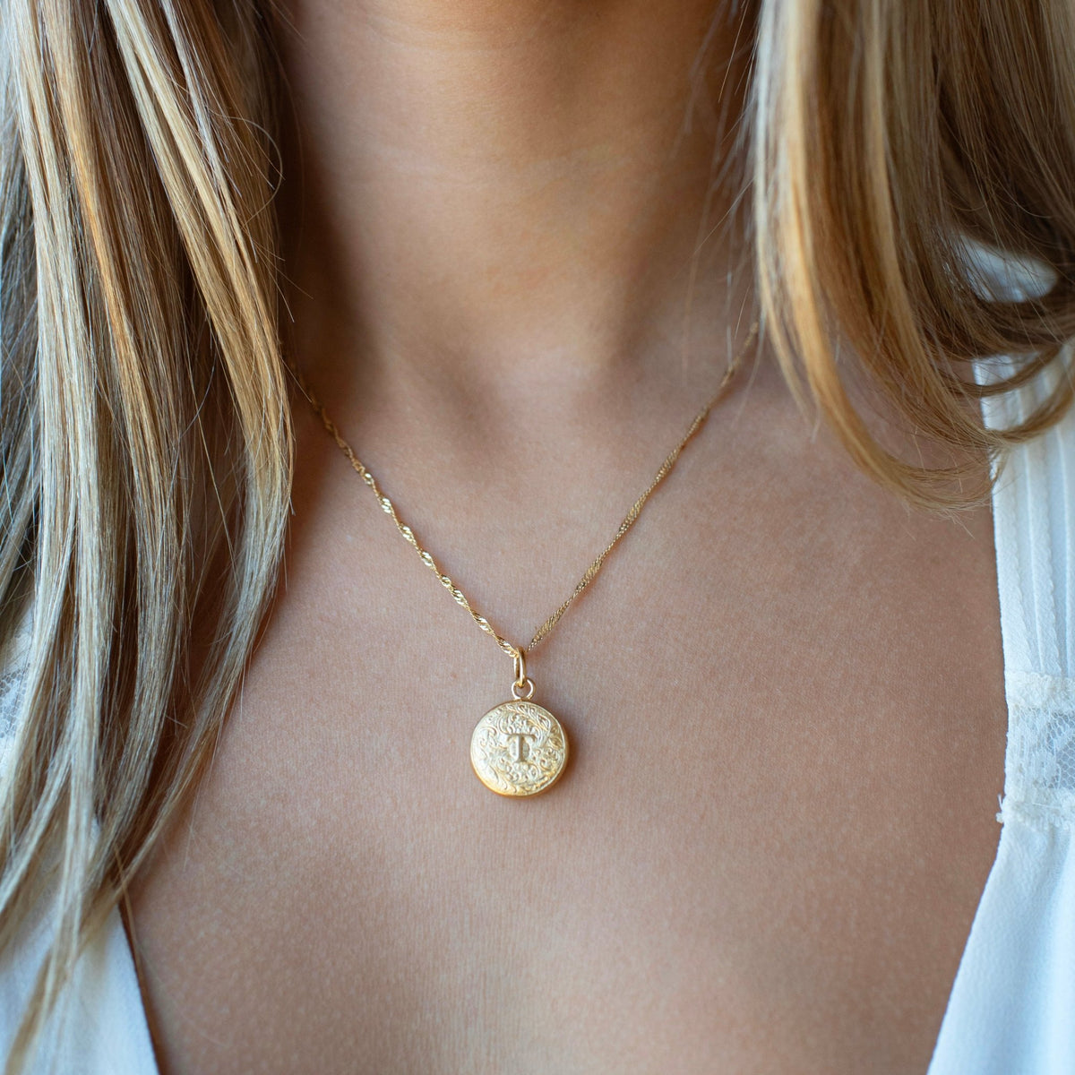 Fraiche Vintage Monogram Locket - T - SO PRETTY CARA COTTER