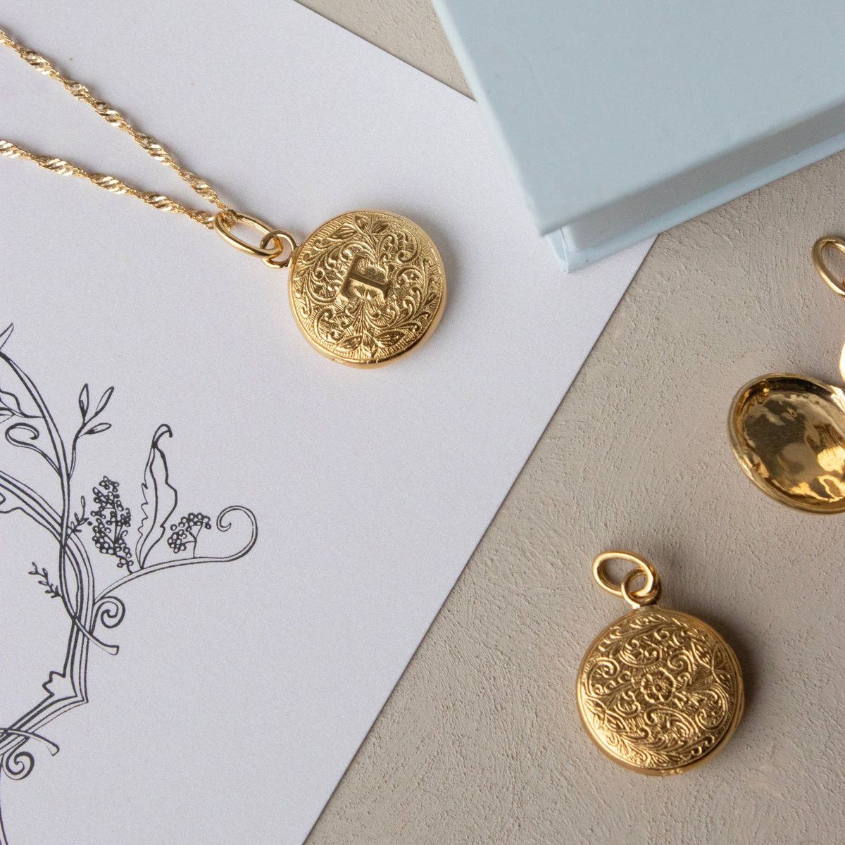 Fraiche Vintage Monogram Locket - T - SO PRETTY CARA COTTER