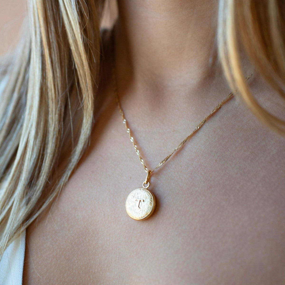 Fraiche Vintage Monogram Locket - T - SO PRETTY CARA COTTER