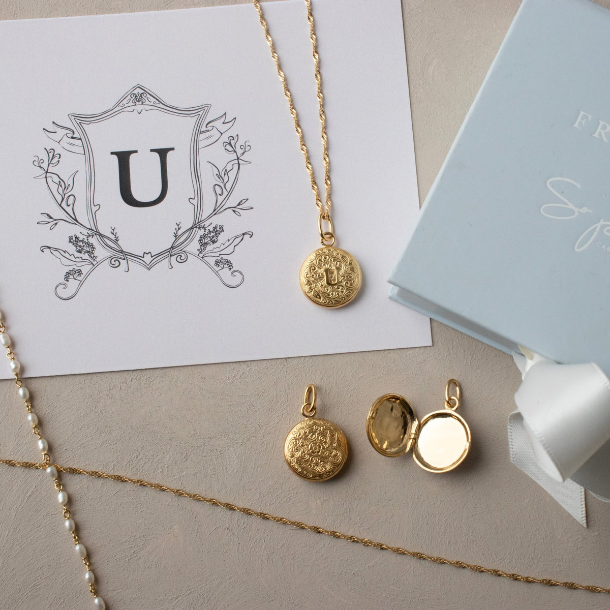 Fraiche Vintage Monogram Locket - U - SO PRETTY CARA COTTER