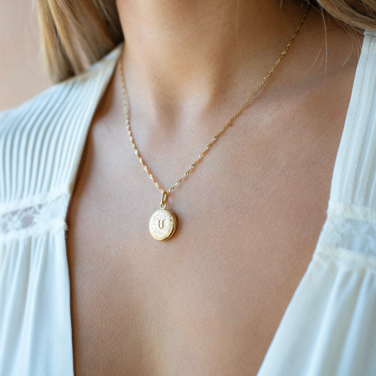 Fraiche Vintage Monogram Locket - U - SO PRETTY CARA COTTER