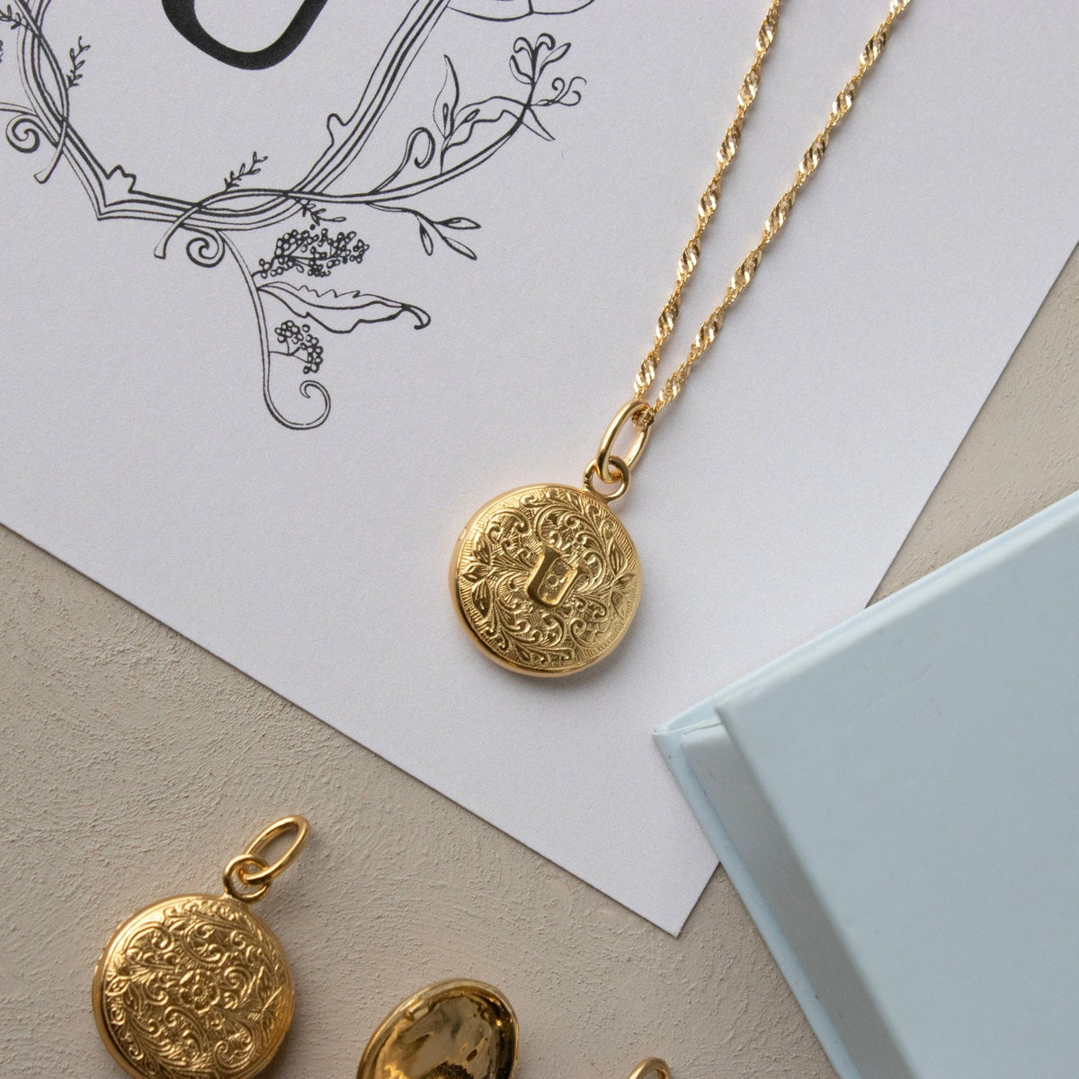 Fraiche Vintage Monogram Locket - U - SO PRETTY CARA COTTER