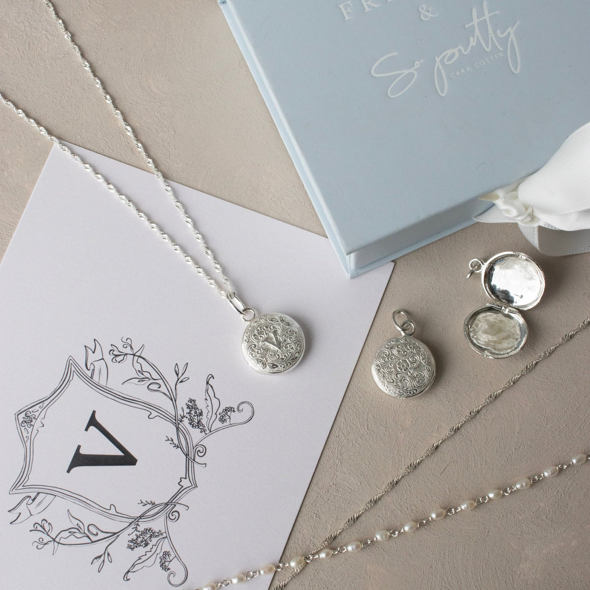 Fraiche Vintage Monogram Locket - V - SO PRETTY CARA COTTER